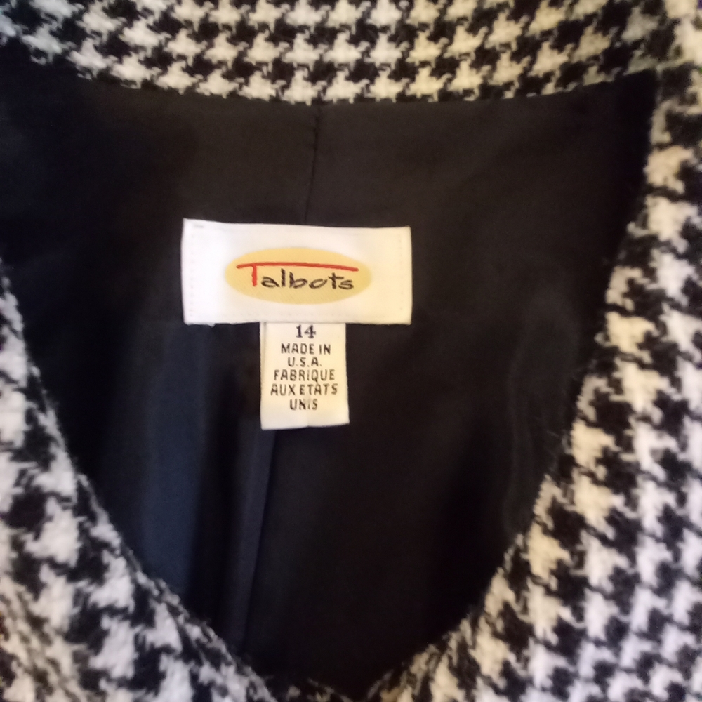 Vintage Wool Tweed Suit Black and White Herringbone Check 12/14 - Picture 4 of 7